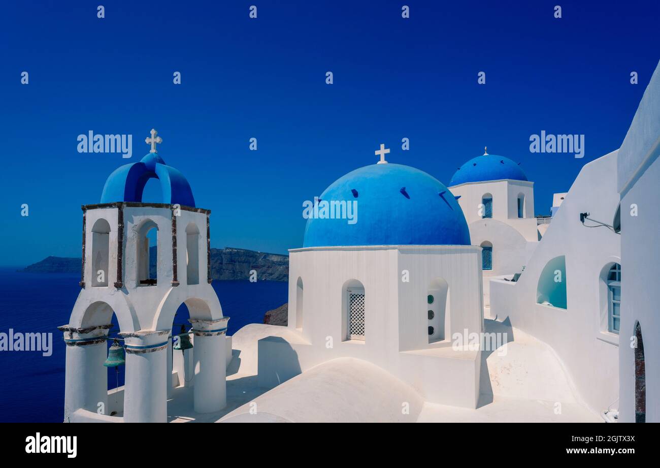 One of most famous view in Oia, Santorini, Greece Stock Photo