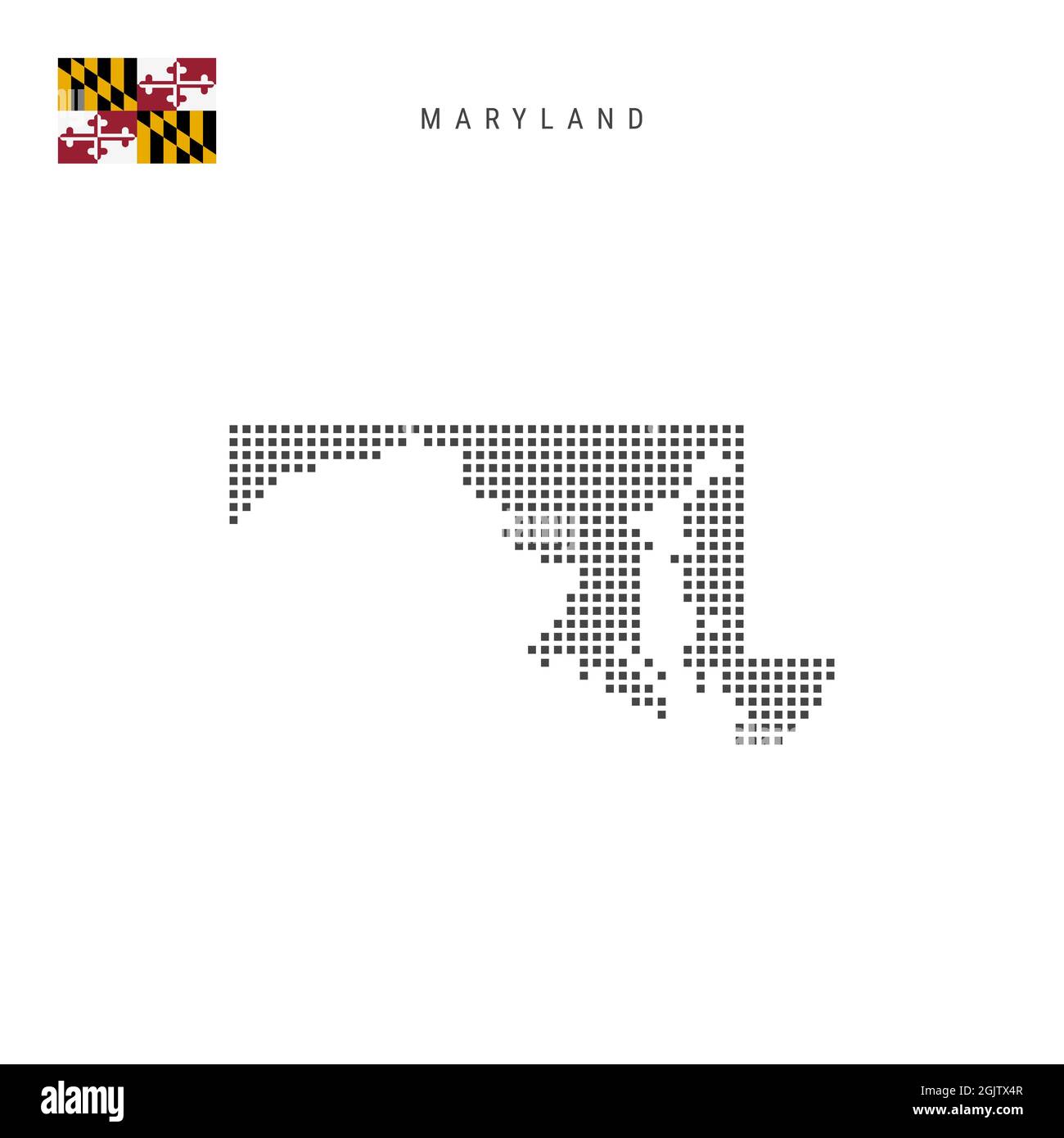 Square dots pattern map of Maryland. Dotted pixel map with flag ...