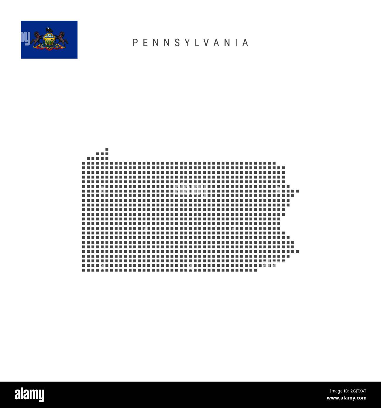 Square dots pattern map of Pennsylvania. Dotted pixel map with flag ...