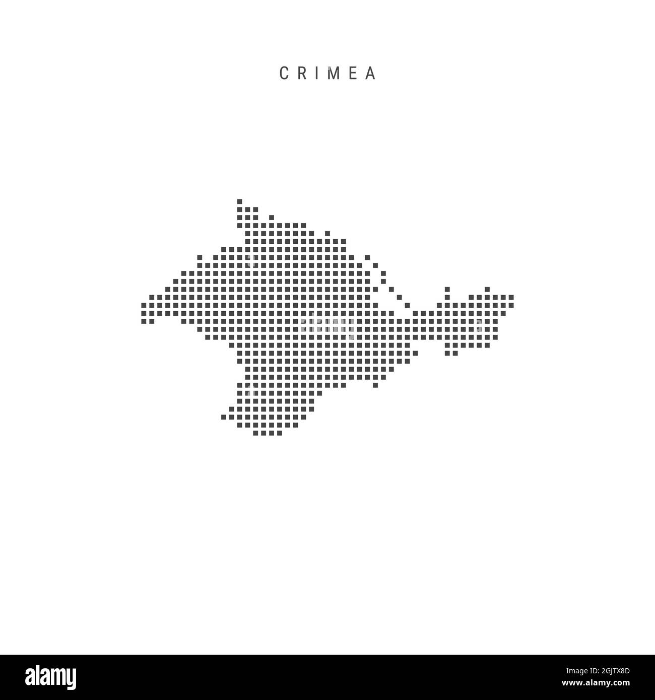 Square dots pattern map of Crimea. Dotted pixel map isolated on white background. illustration. Stock Photo
