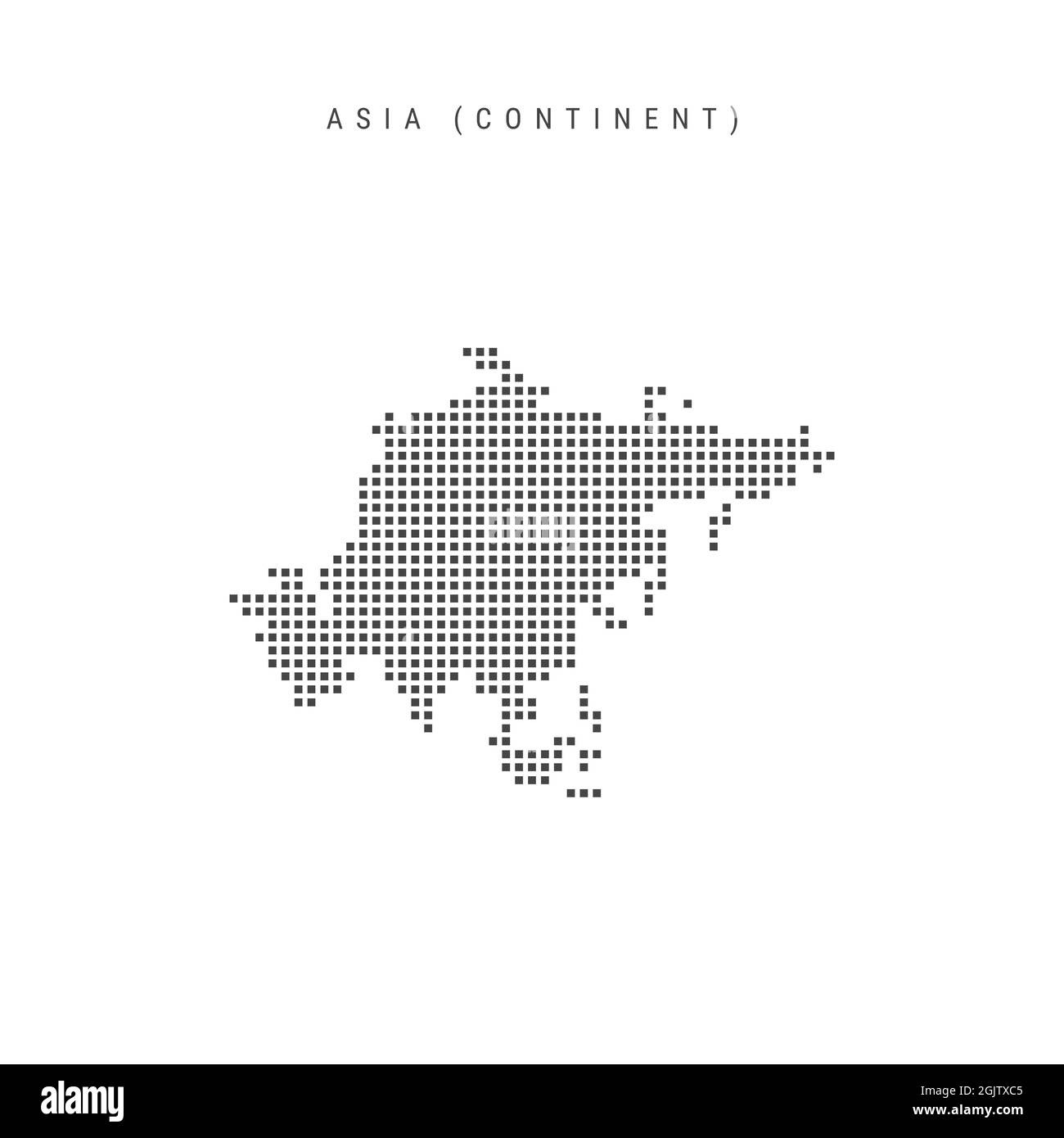 Square dots pattern map of Asia. Dotted pixel map isolated on white background. illustration. Stock Photo