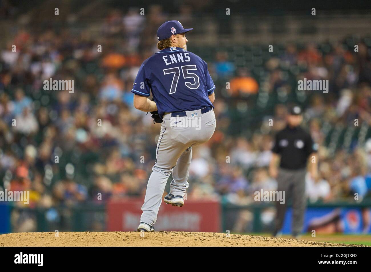 Detroit MI, USA. 11th Sep, 2021. Tampa Bay pitcher Dietrick Enns (75) throws a pitch during the game with Tampa Bay Rays and Detroit Tigers held at Comercia Park in Detroit Mi. David Seelig/Cal Sport Medi. Credit: csm/Alamy Live News Stock Photo