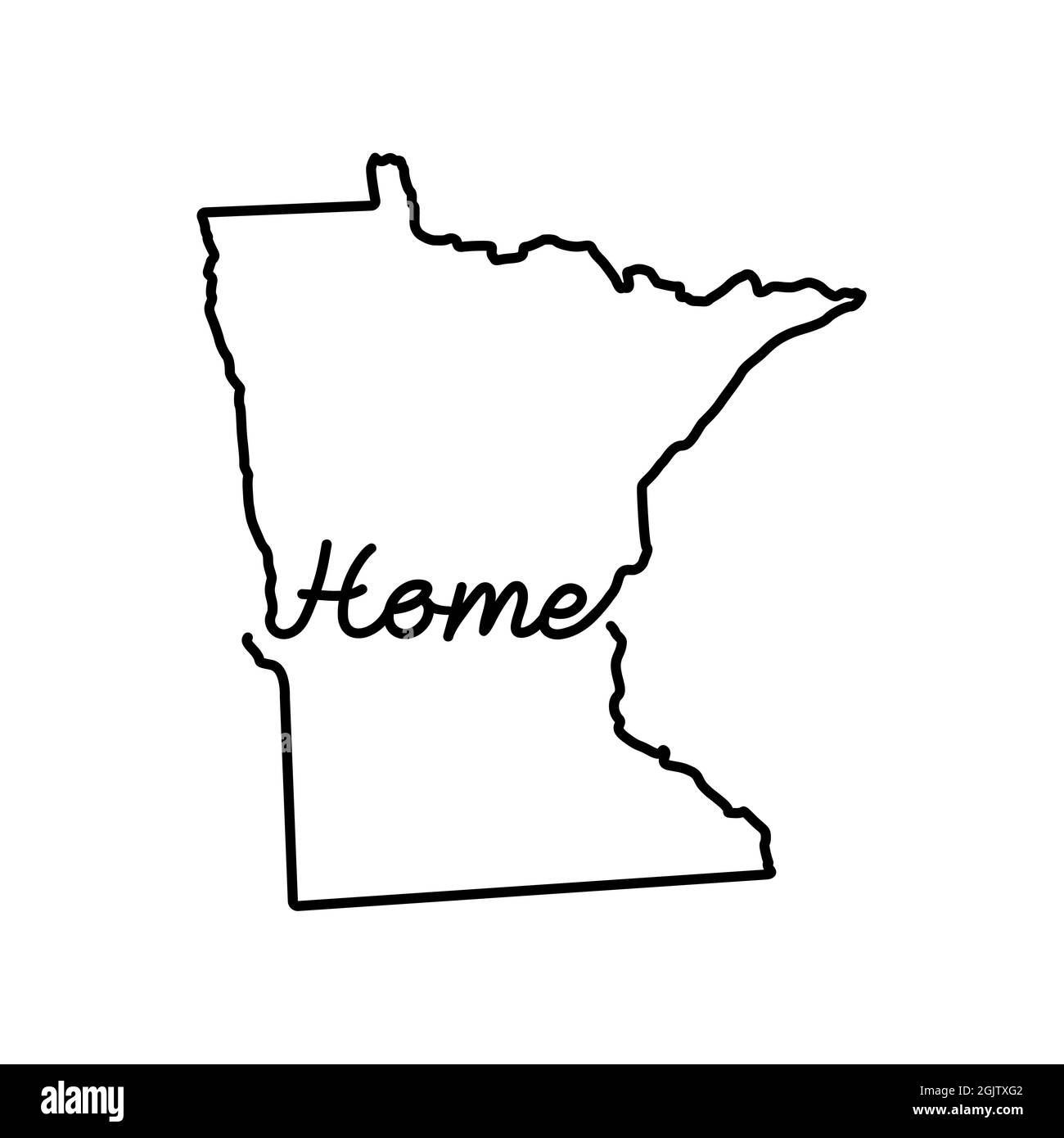 Minnesota US state outline map with the handwritten HOME word ...