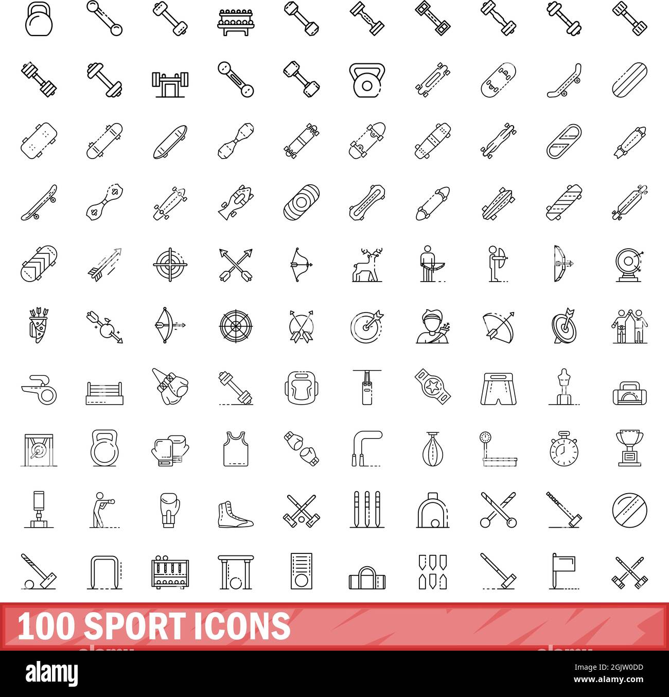 100 sport icons set. Outline illustration of 100 sport icons vector set ...