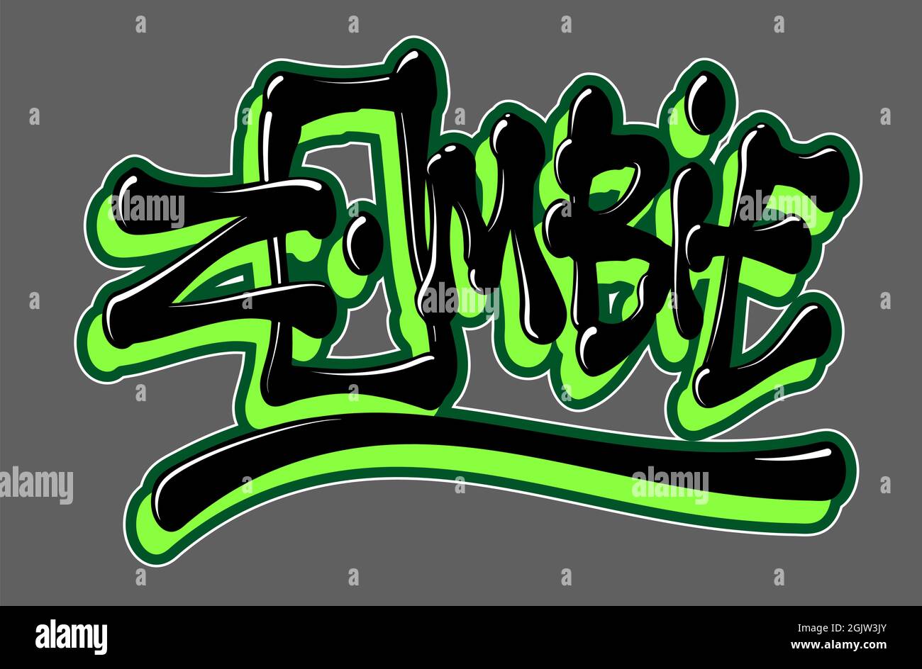 Graffiti glossy zombie word in graffiti style over gray Stock Vector