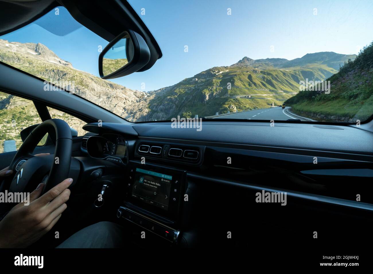 Driving up towards the Furkapass, Switzerland Stock Photo