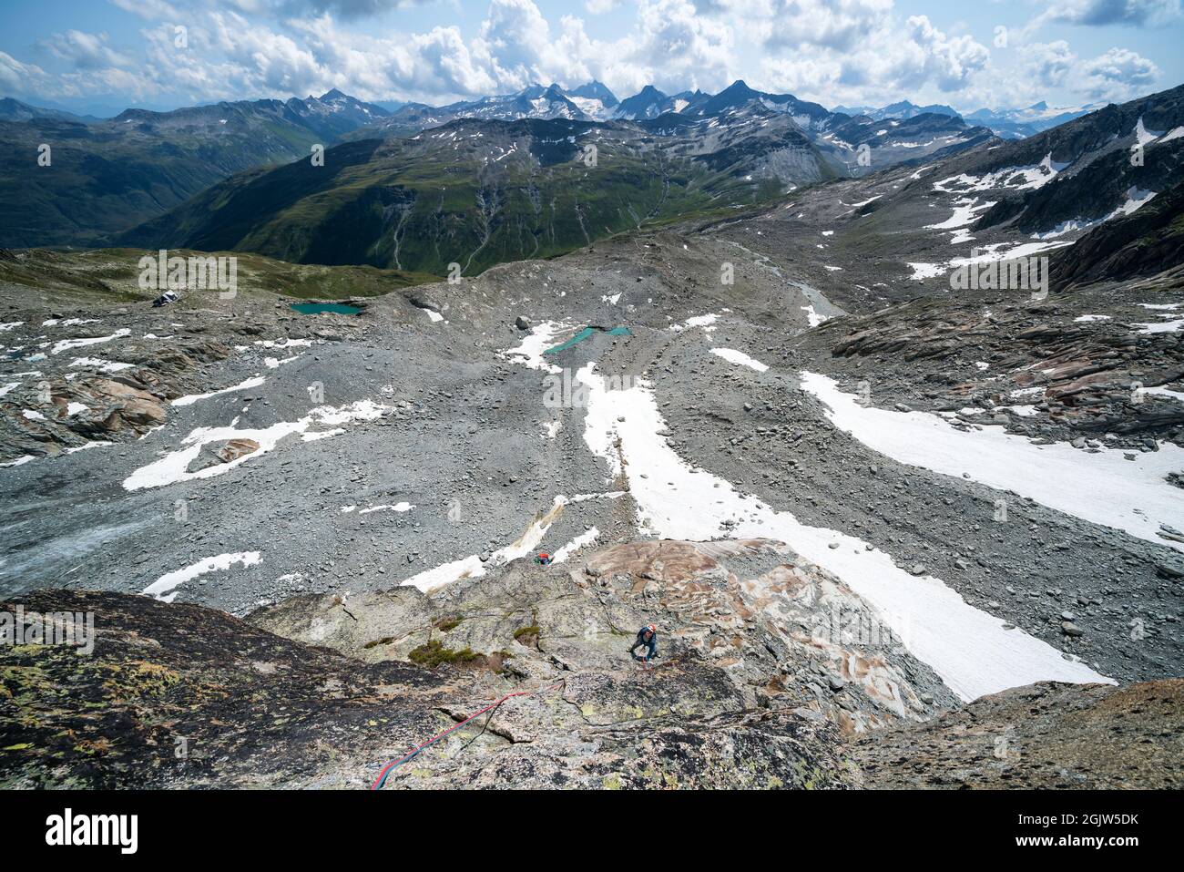 Rock climbing the Hannibalturm near Furkapass, Switzerland Stock Photo