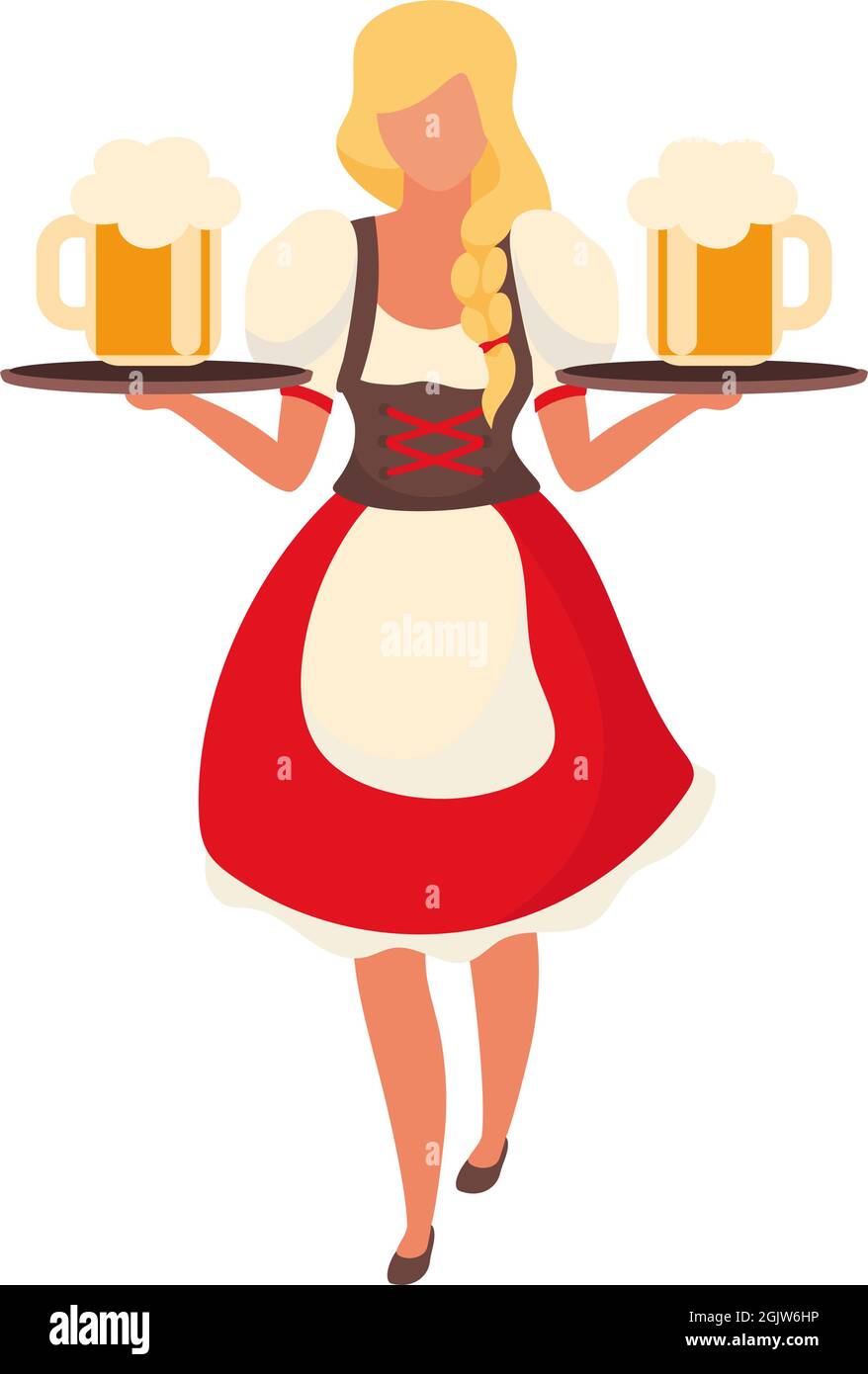 Blonde waitress with beer semi flat color vector character Stock Vector ...