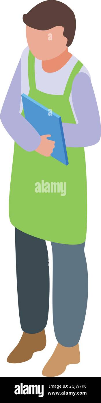 Worker icon isometric vector. Technician builder. Factory engineer Stock Vector