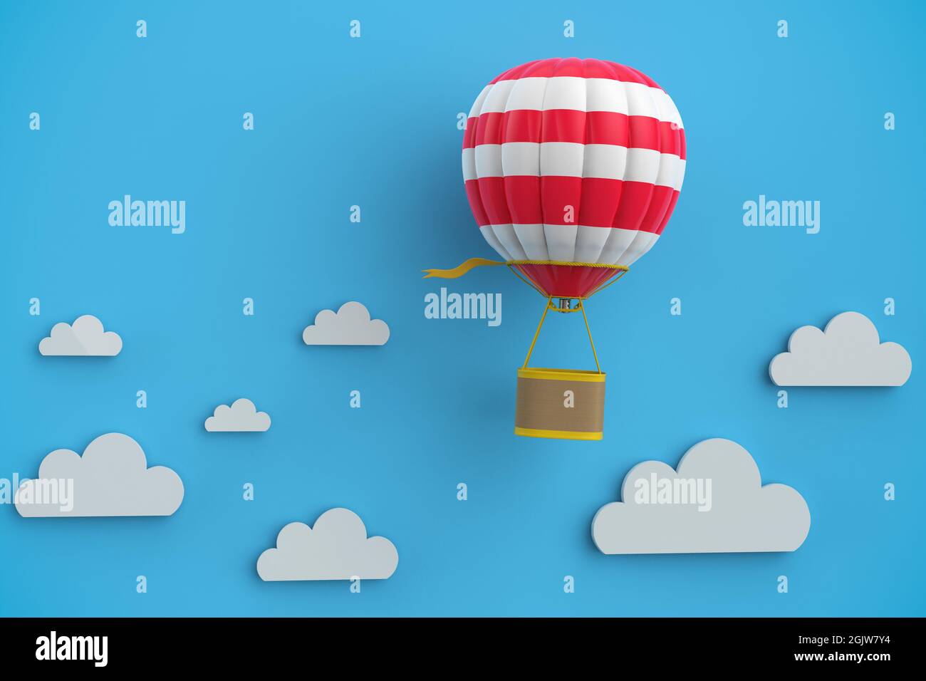 3d rendering hot air balloon with cloud on blue sky background Stock ...