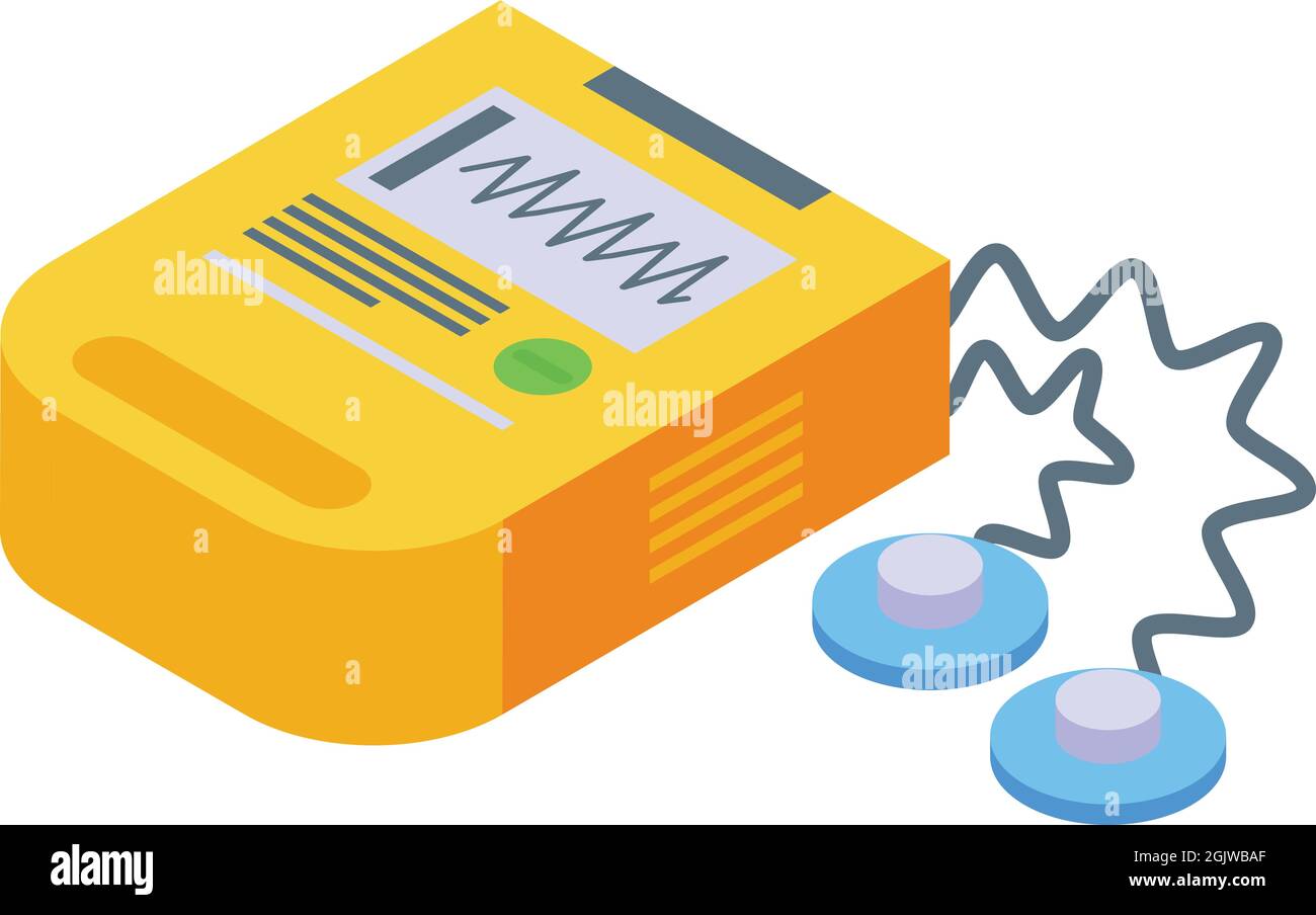 Emergency defibrillator icon isometric vector. Heart aed. Cardiac cpr ...