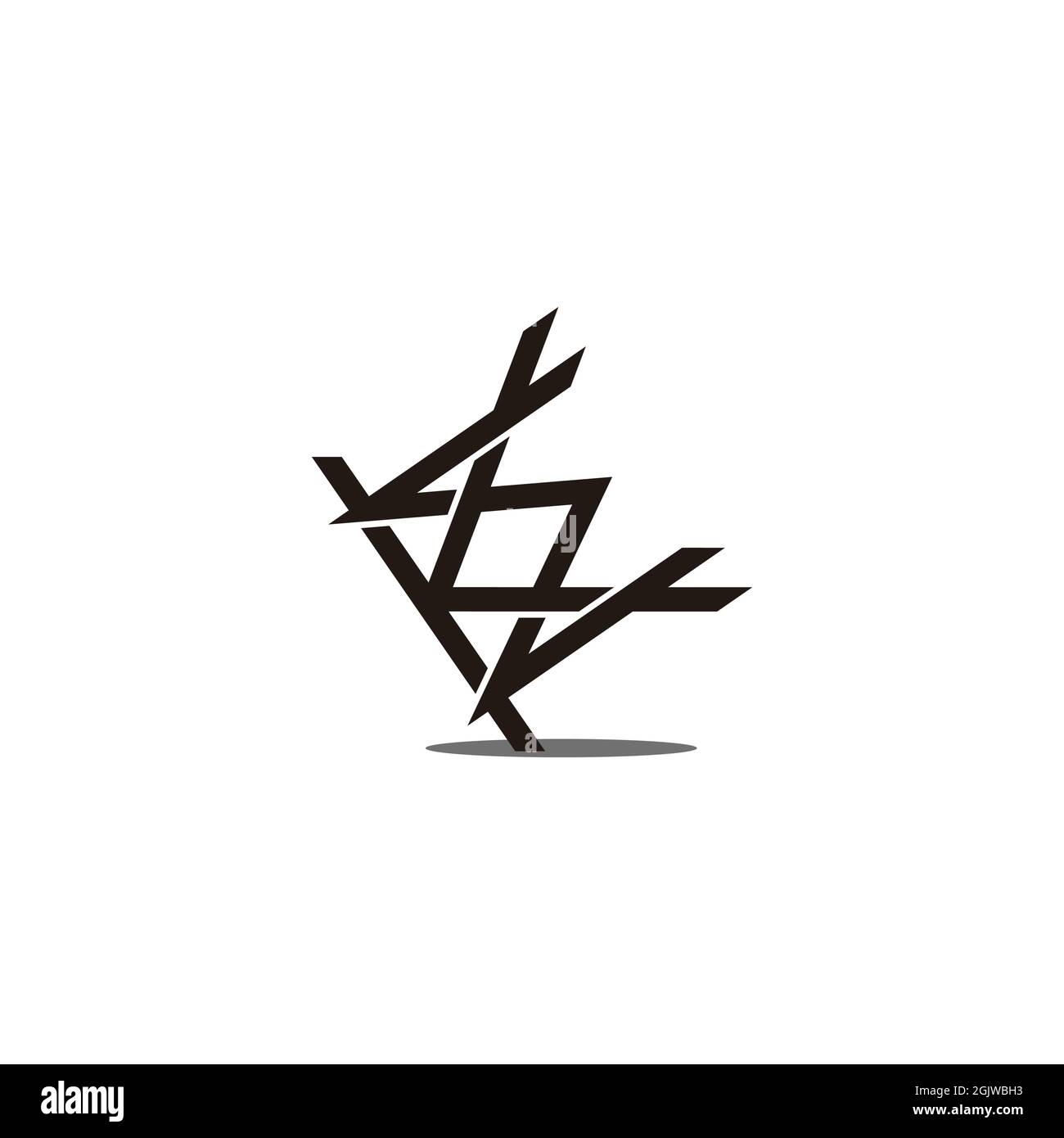 letter kw linked geometric line shadow logo vector Stock Vector