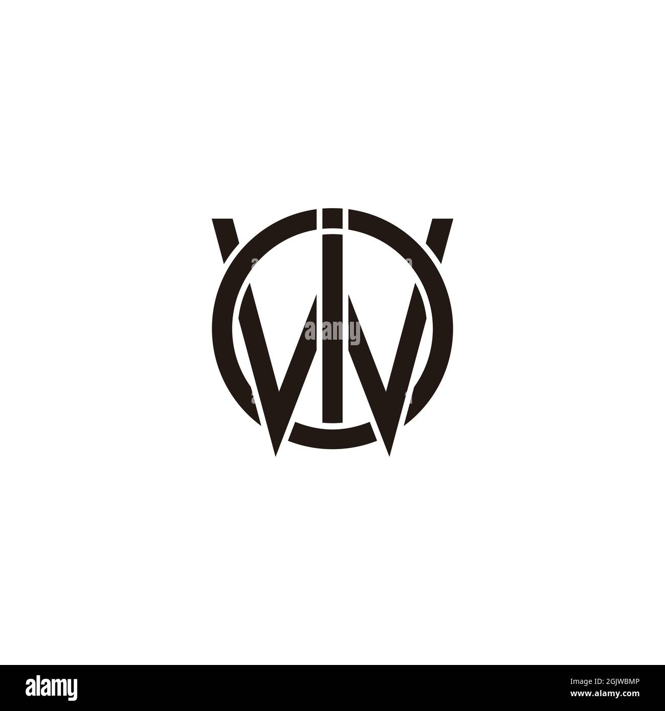 letter wi circle line geometric logo vector Stock Vector