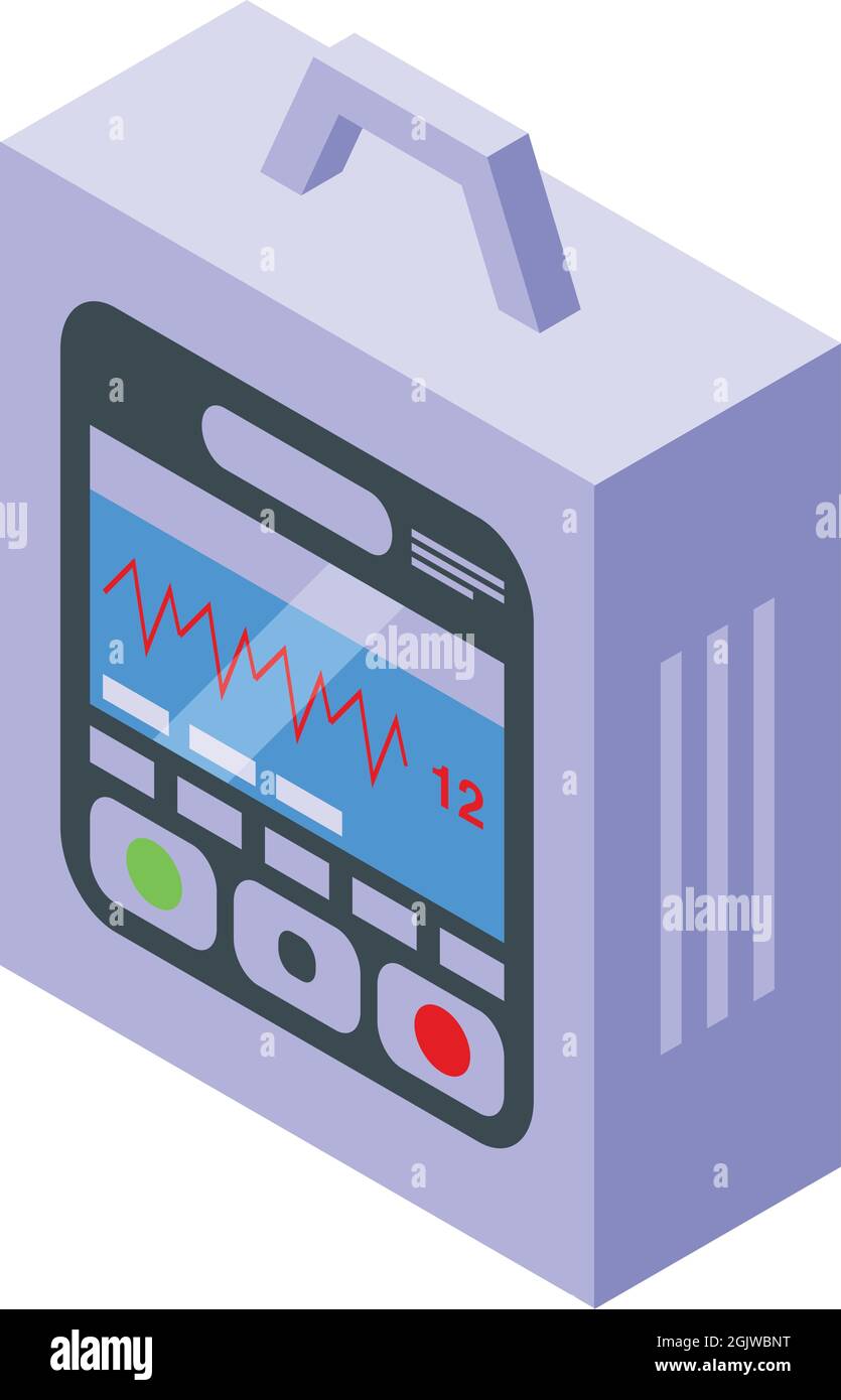 Pacemaker device icon isometric vector. Heart defibrillator. Cardiac ...