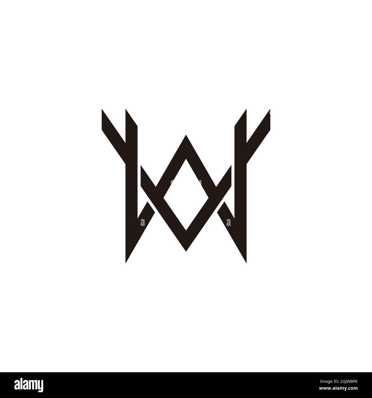 letter vw overlapping line simple geometric logo vector Stock Vector