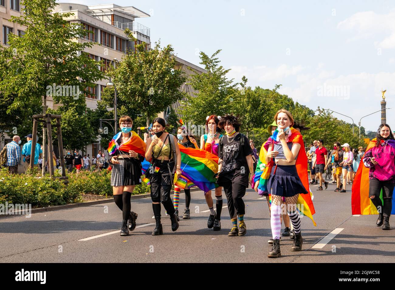 Berlin, Germany - July 24, 2021 - Inside the crowd of the Christopher Street Day Stock Photo