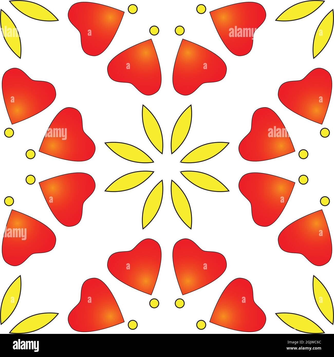 Pattern with Heart shape and petals shape, can be used for textile background, vector background Stock Vector