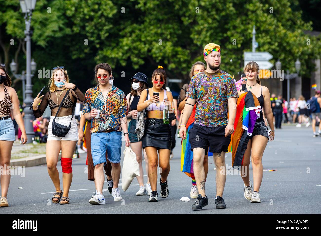 Berlin, Germany - July 24, 2021 - Inside the crowd of the Christopher Street Day Stock Photo