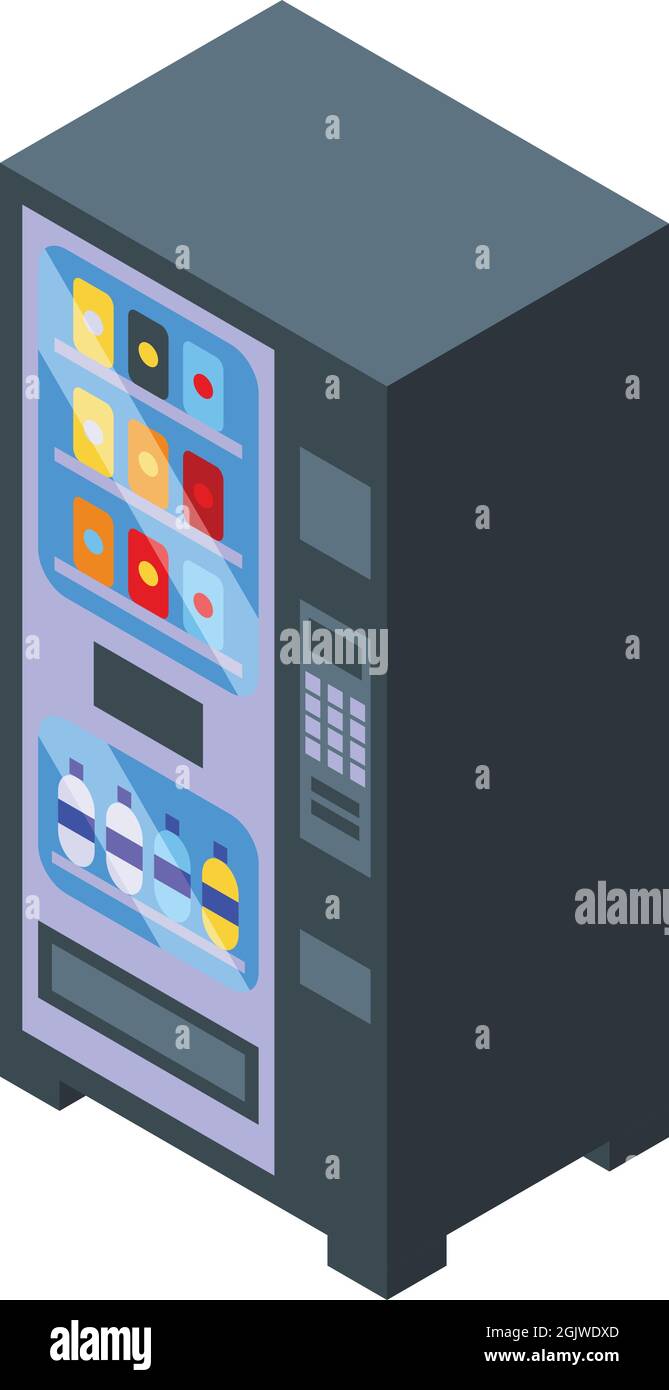 Drink machine icon isometric vector. Water bottle. Plastic machinery Stock Vector