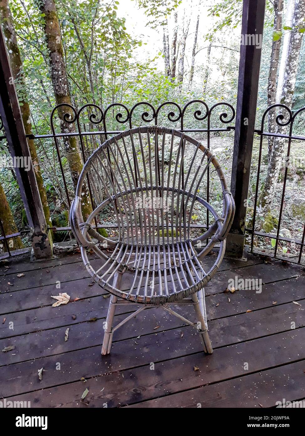 garden chair in a wicker Stock Photo Alamy