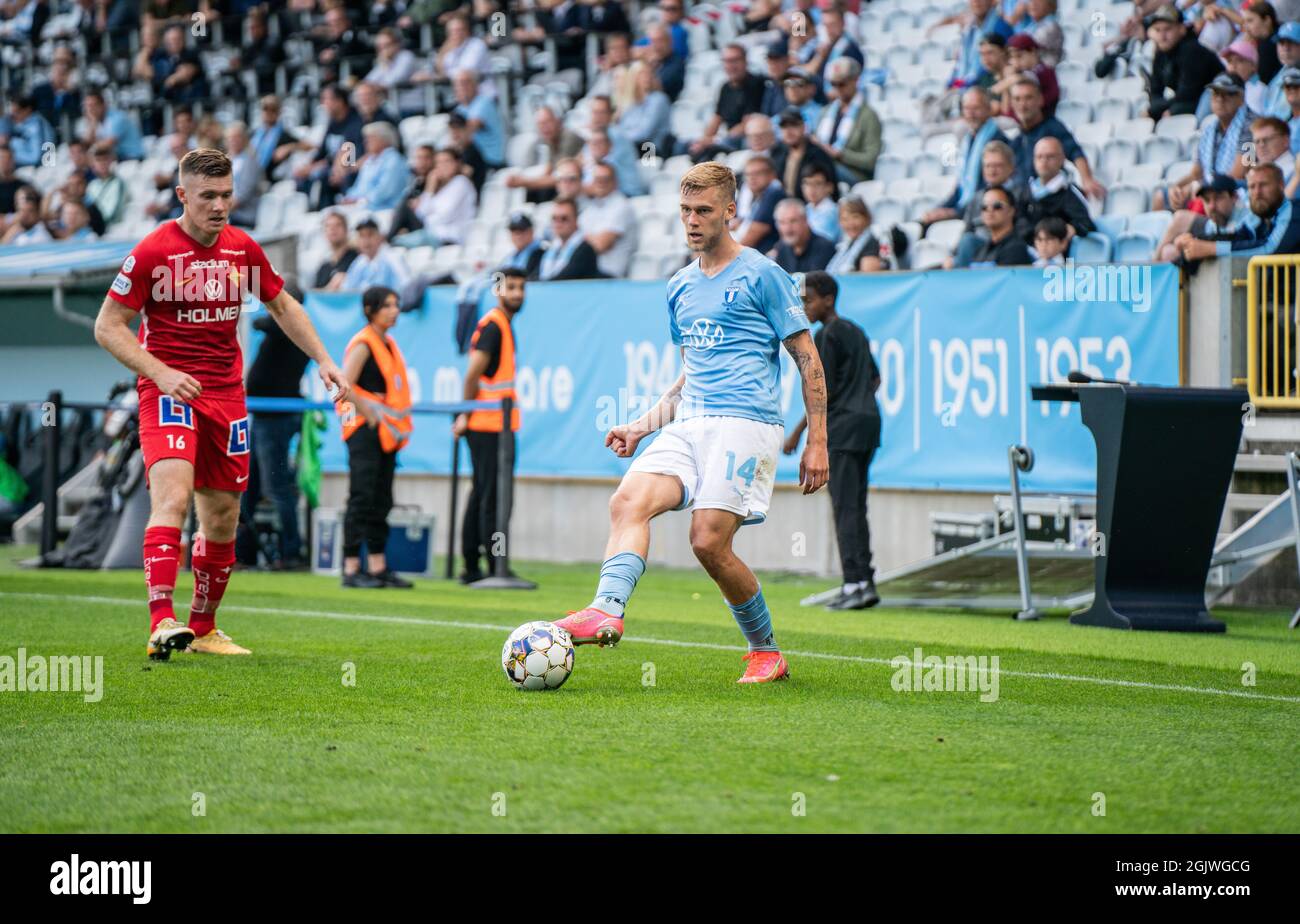 Malmoe, Sweden. 11th Sep, 2021. Felix Beijmo (14) of Malmoe FF seen during  the Allsvenskan match between Malmoe FF and IFK Norrkoping at Eleda Stadion  in Malmoe. (Photo Credit: Gonzales Photo/Alamy Live