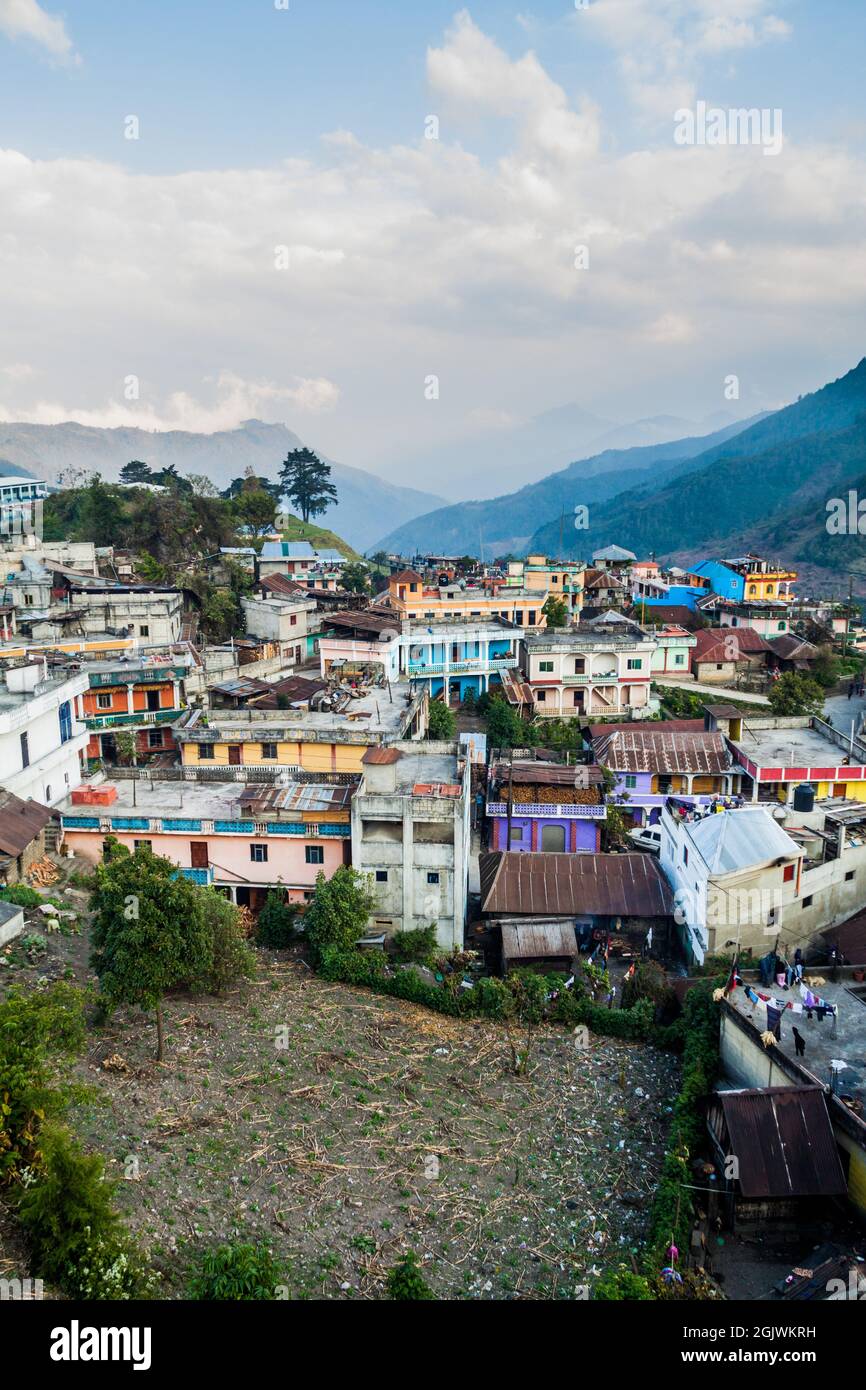 Aerial view of San Mateo Ixtatan town, Guatemala Stock Photo