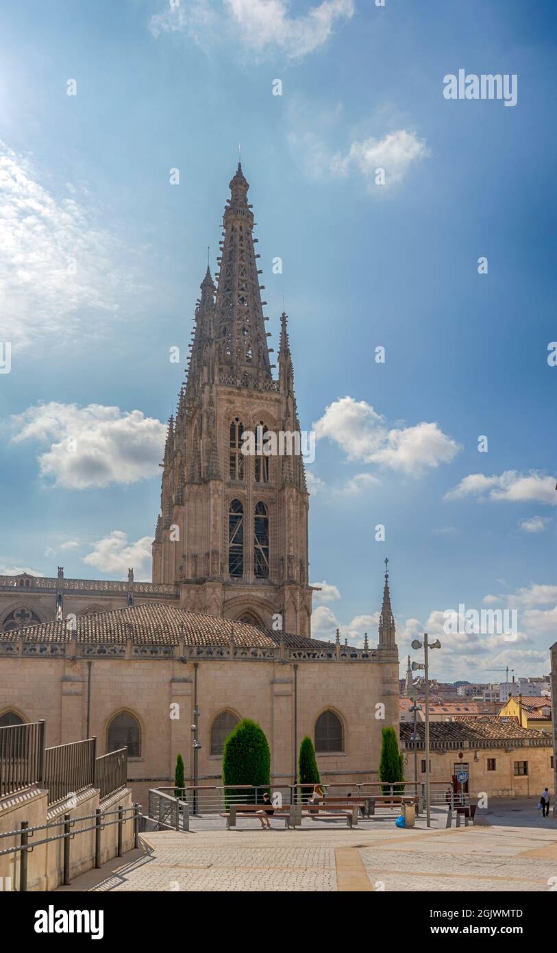 exterior view of the beautiful cathedral of Burgos in Castilla Leon, Spain. Stock Photo