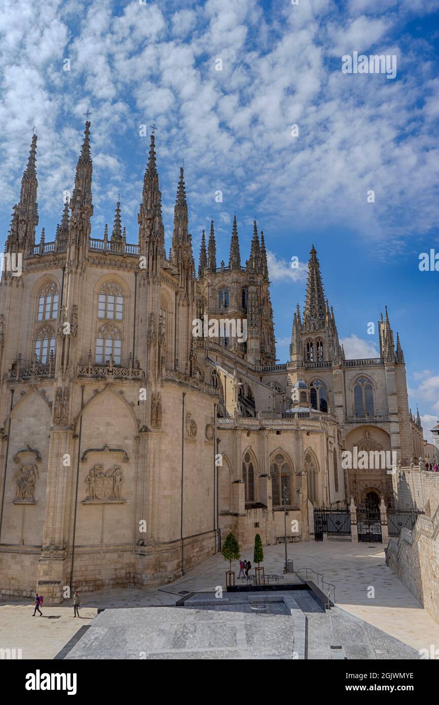 exterior view of the beautiful cathedral of Burgos in Castilla Leon, Spain. Stock Photo