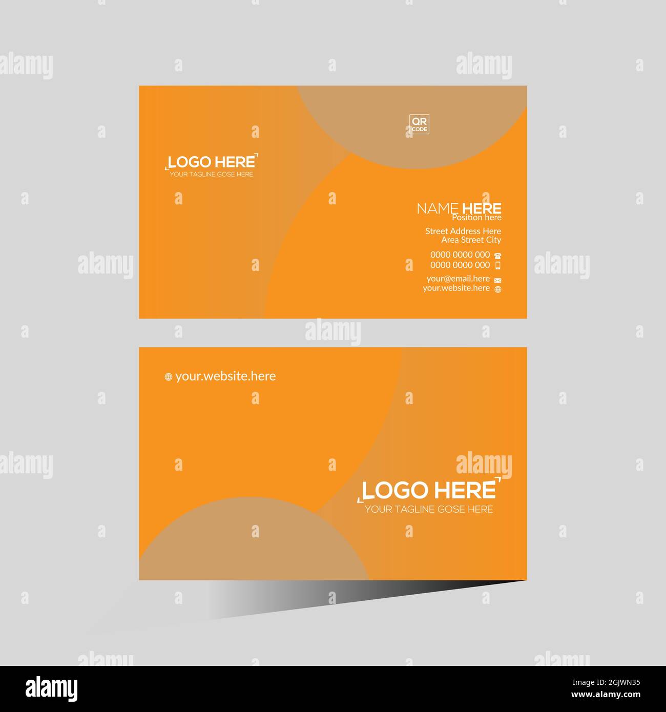 orange colored vector business card design Stock Vector