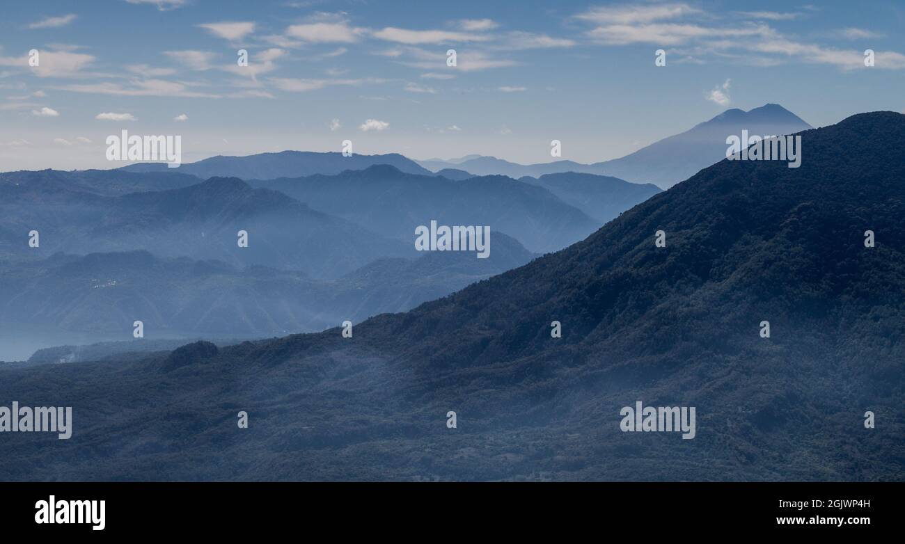 Mountains and volcanoes Acatenango and Toliman, Guatemala Stock Photo