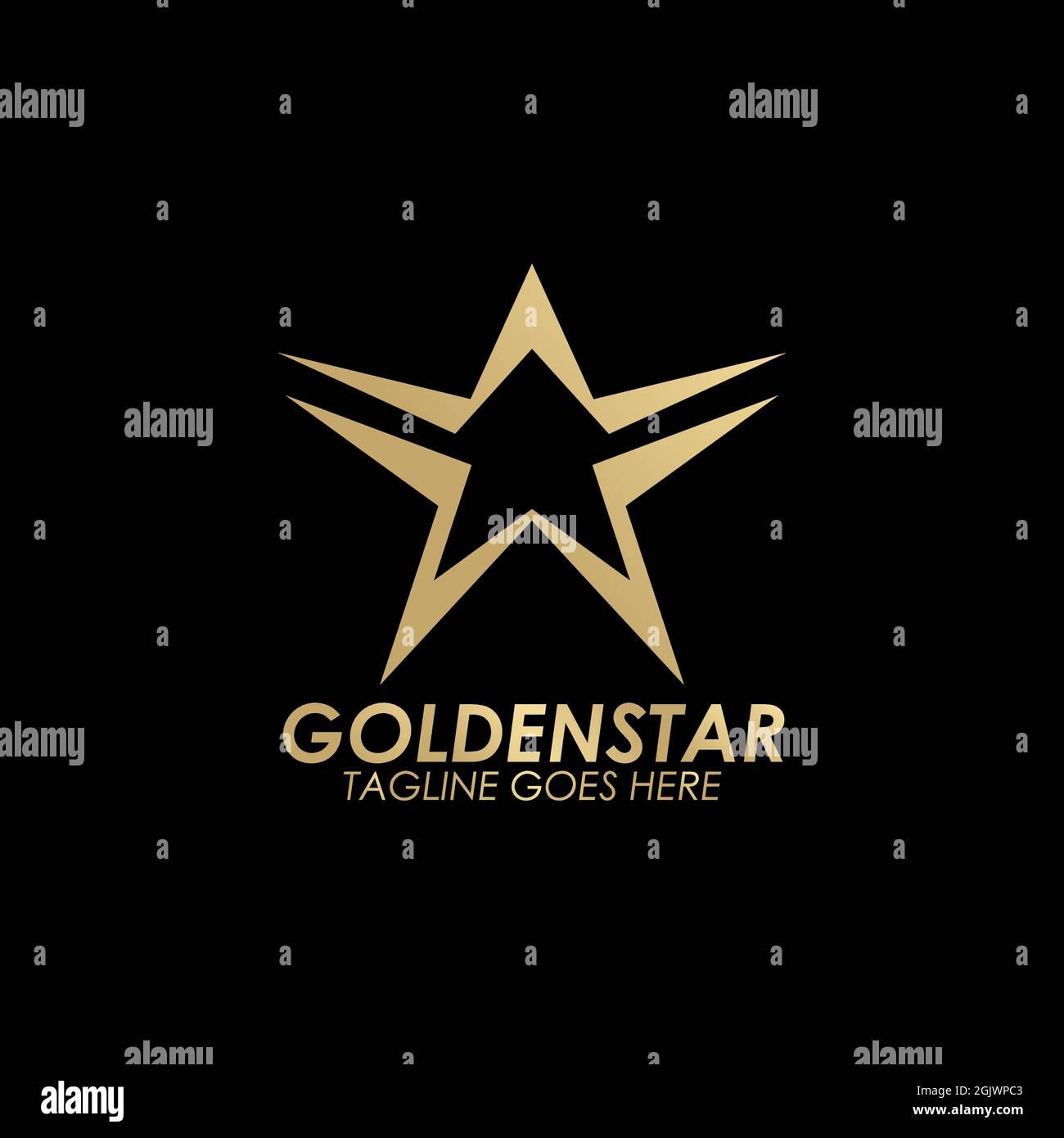 Golden stars icon logo design vector template with black background ...