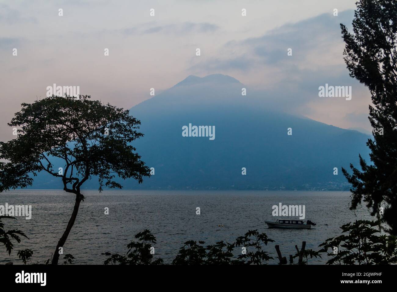 Atitlan lake and San Pedro volcano, Guatemala Stock Photo