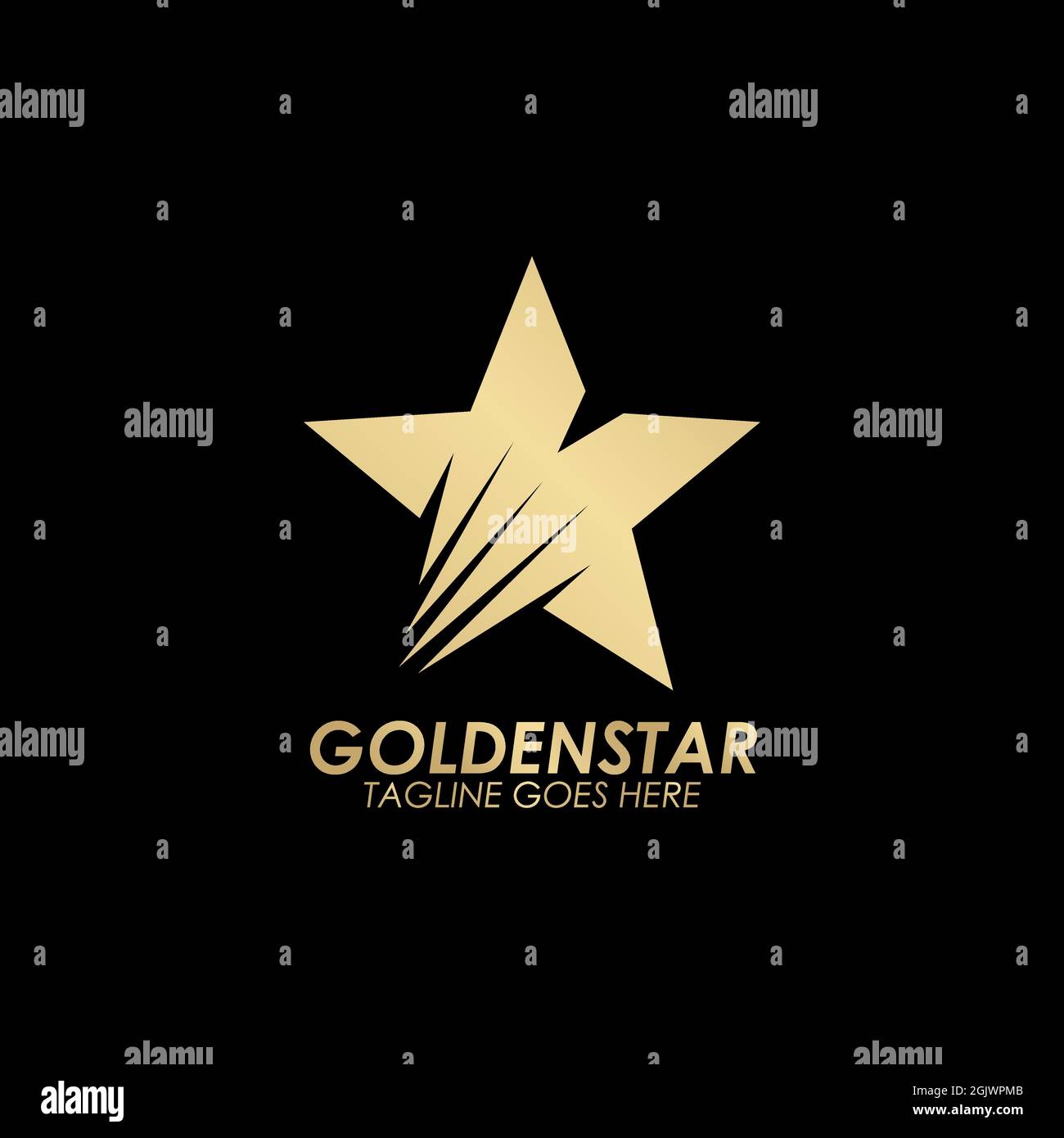 Golden stars icon logo design vector template with black background ...