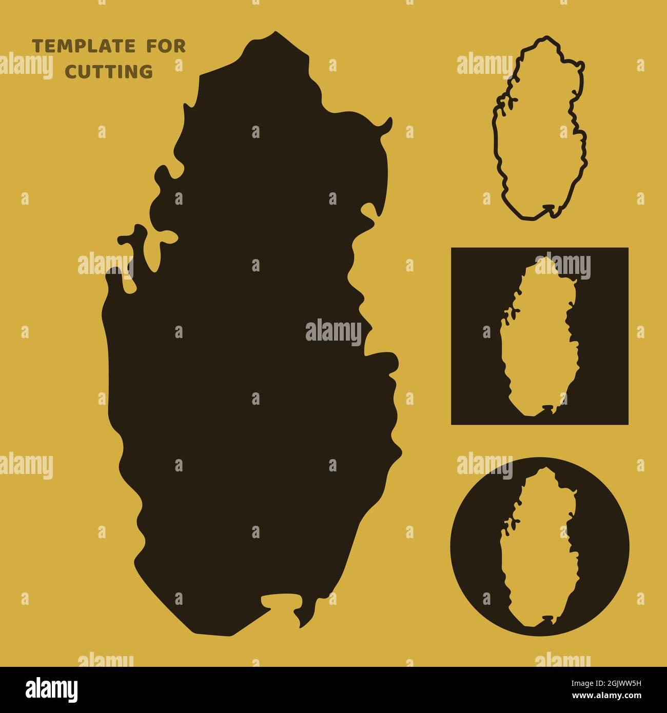 Qatar map Template for laser cutting, wood carving, paper cut