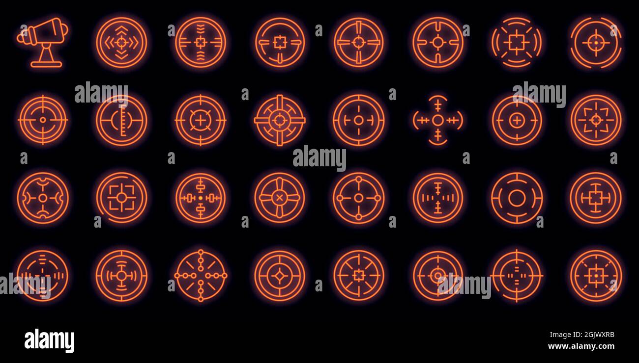 Telescopic sight icons set. Outline set of telescopic sight vector ...