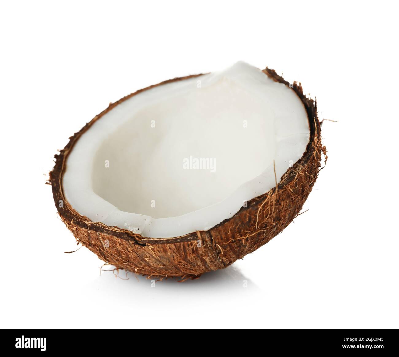 Coconut half on white background Stock Photo - Alamy