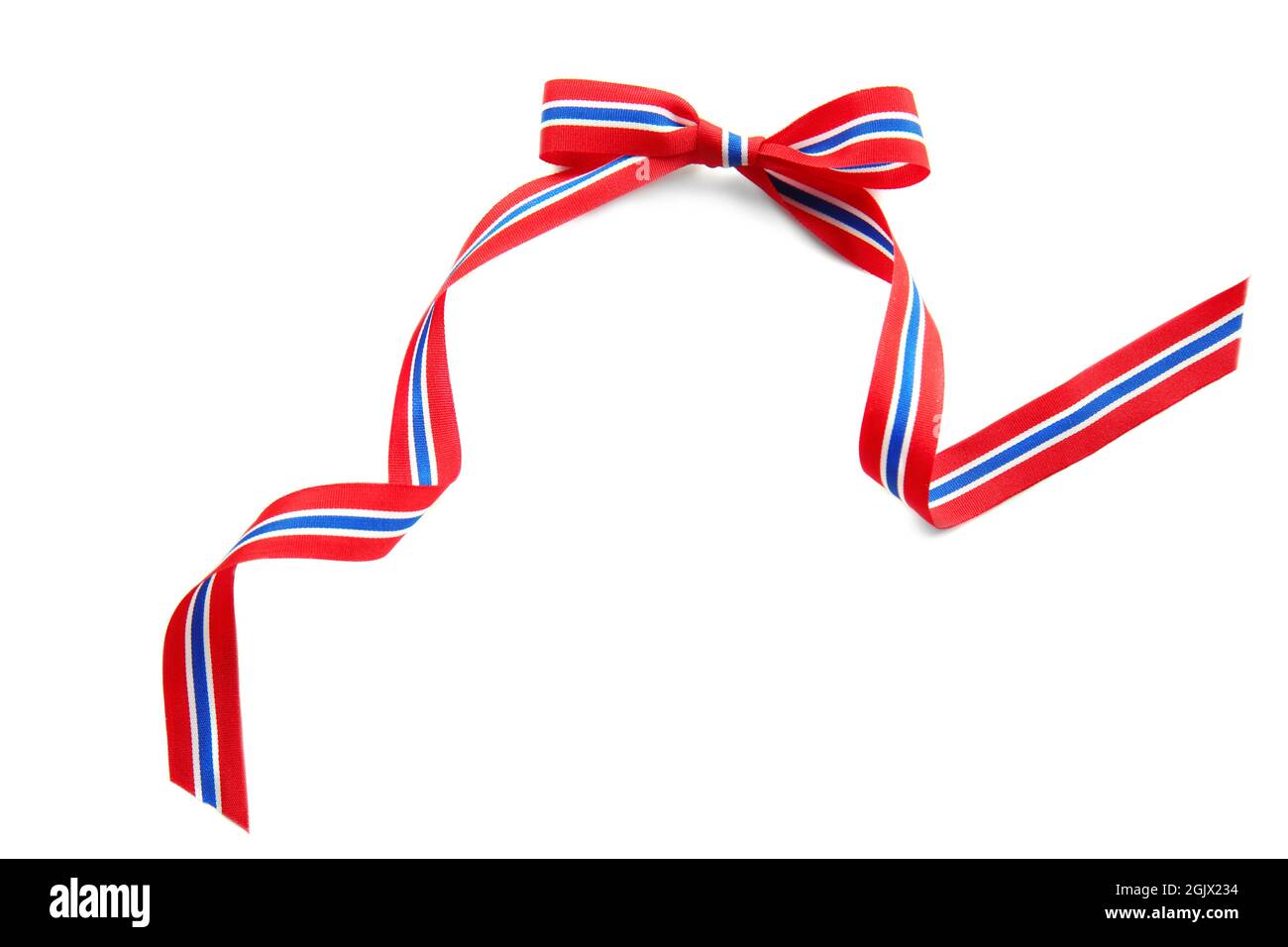 Ribbon bow in colors of Thai flag on white background Stock Photo - Alamy
