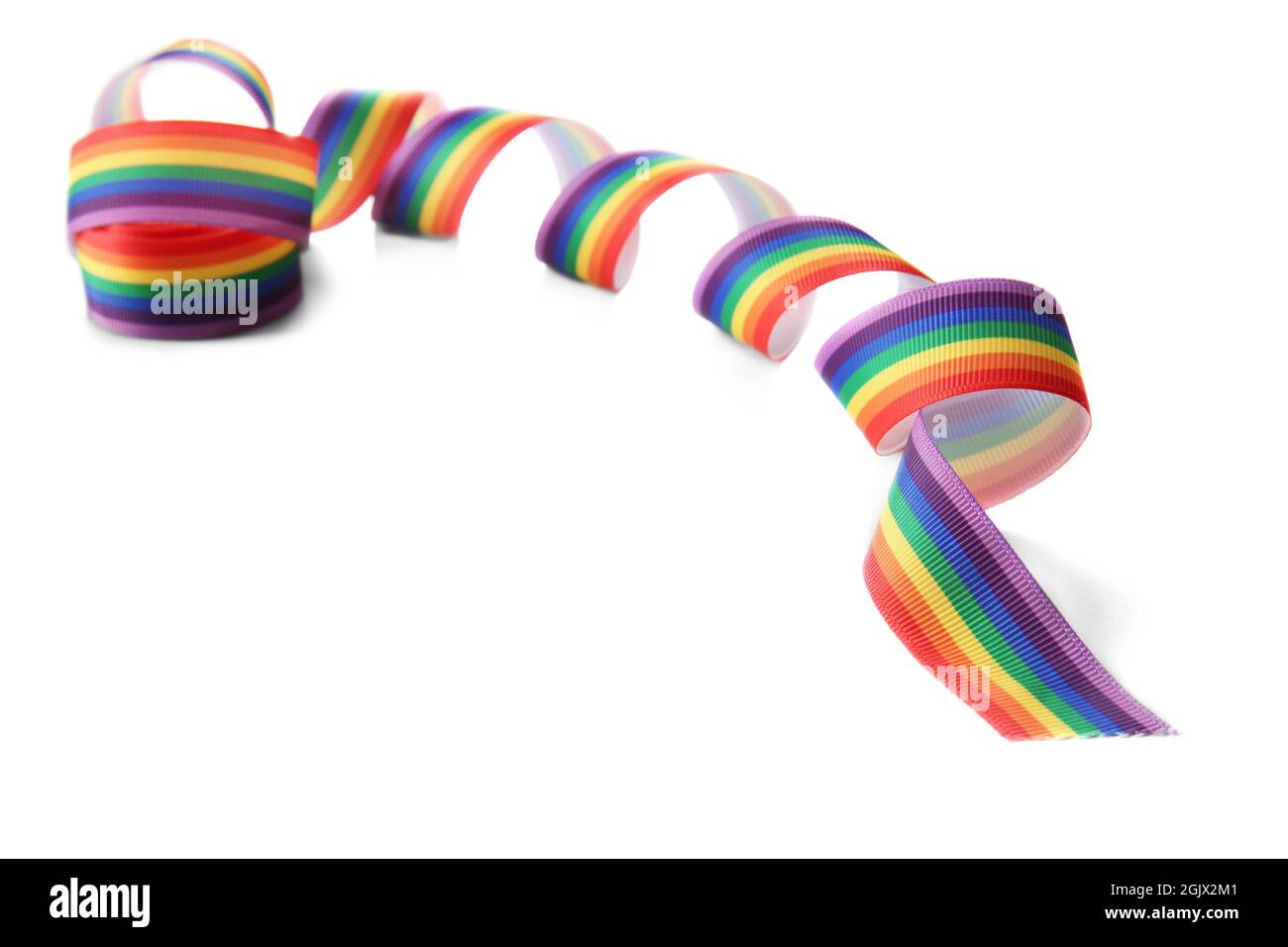 Rainbow ribbon on white background Stock Photo - Alamy