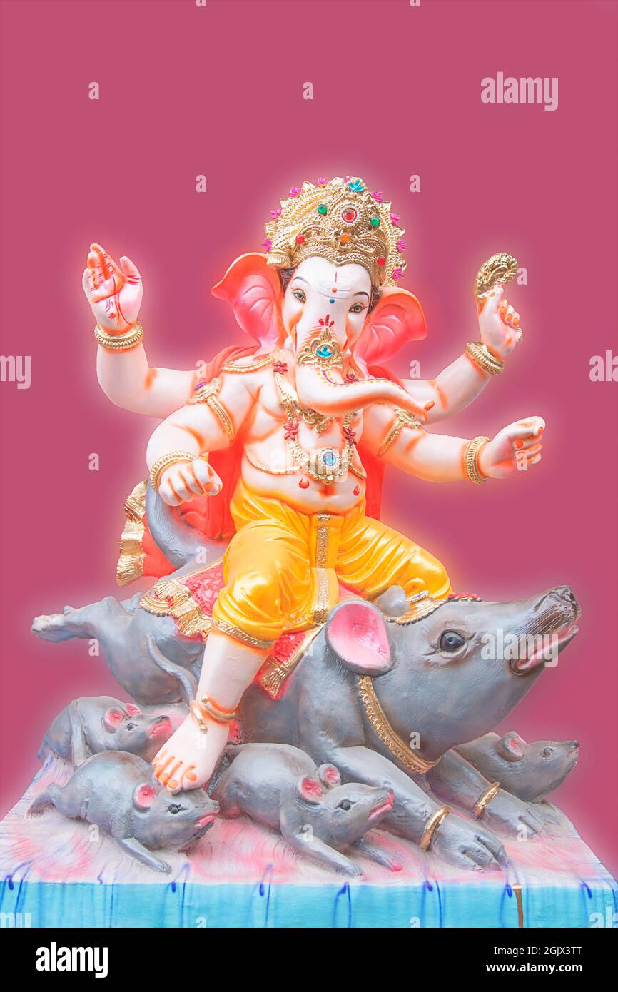Beautiful and colorful Hindu God Ganesha Idol Stock Photo