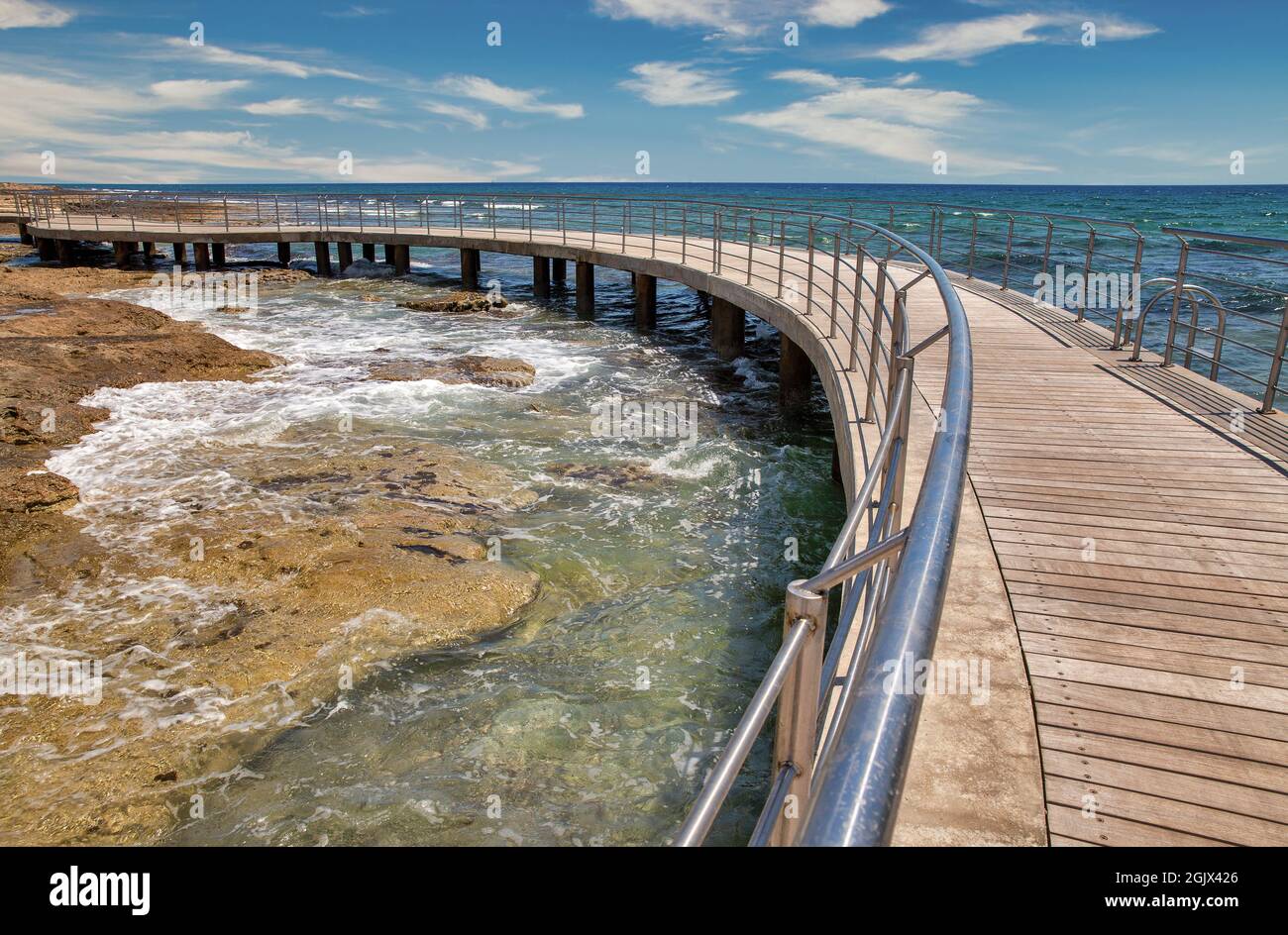 Ayia Napa summer resort beach promenade seafront, Cyprus. Stock Photo
