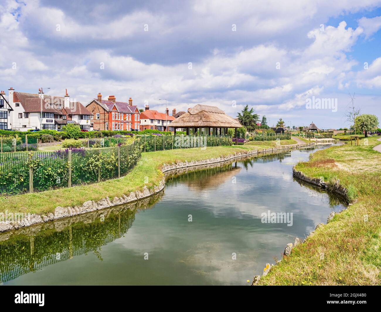 20 June 2019: Great Yarmouth, UK - Part of the Venetian Waterways and Boating Lake, Great Yarmouth, Norfolk. Dating from 1928, the park has been resto Stock Photo