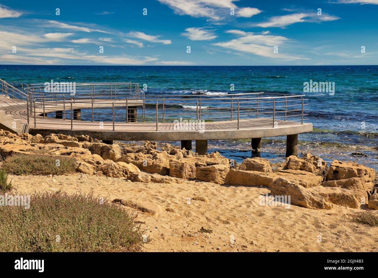 Ayia Napa summer resort beach promenade seafront, Cyprus. Stock Photo