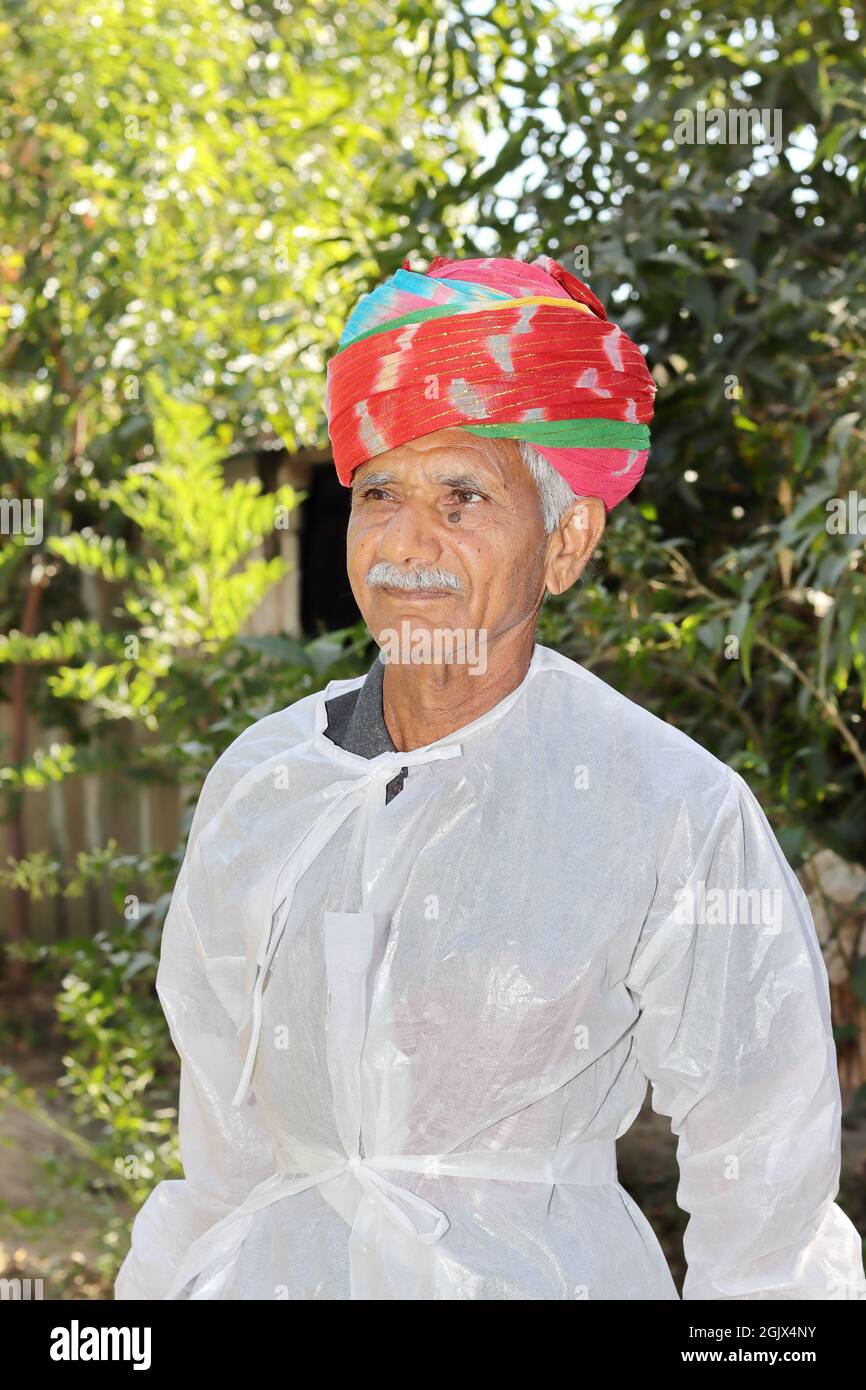 Indian farmer white turban in hi-res stock photography and images - Alamy