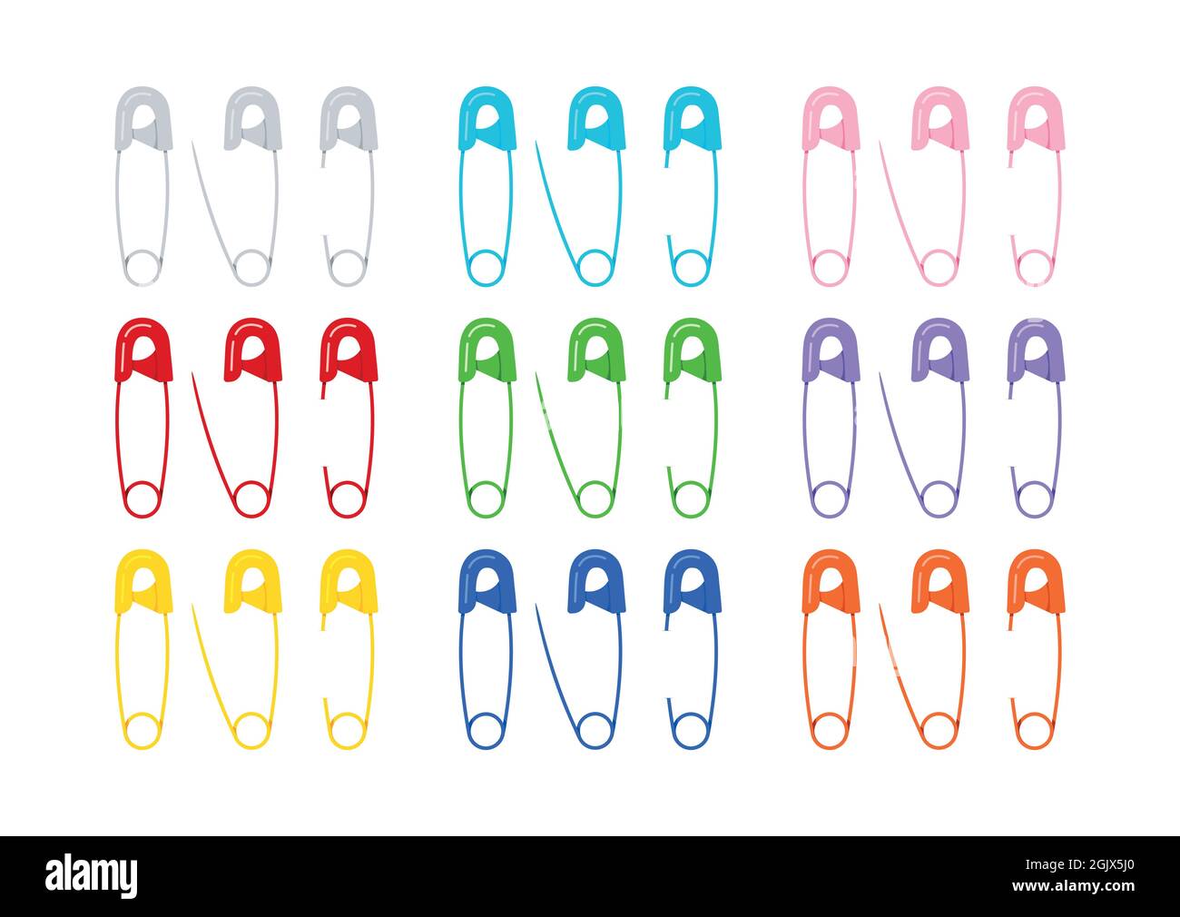 Safety pin color needle set isolated on white background Stock Vector Image & Art Alamy