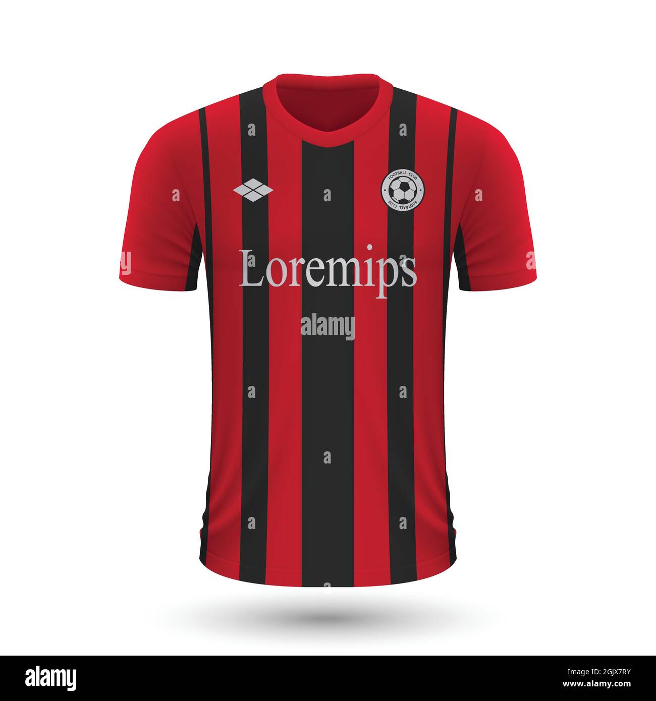 Realistic soccer shirt Milan 2022, jersey template for football kit. Vector illustration Stock Vector