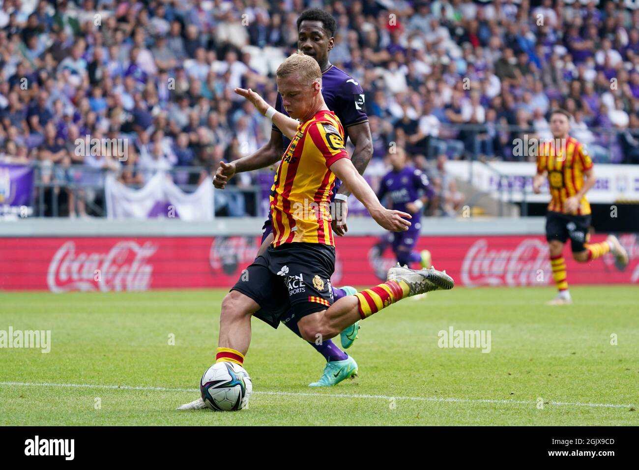 Brussel Belgium September 12 Nikola Storm Of Kv Mechelen Scores First Kv Mechelen Goal Of The Afternoon During The Juplier Pro League Match Between Anderlecht And Kv Mechelen At Lotto Park