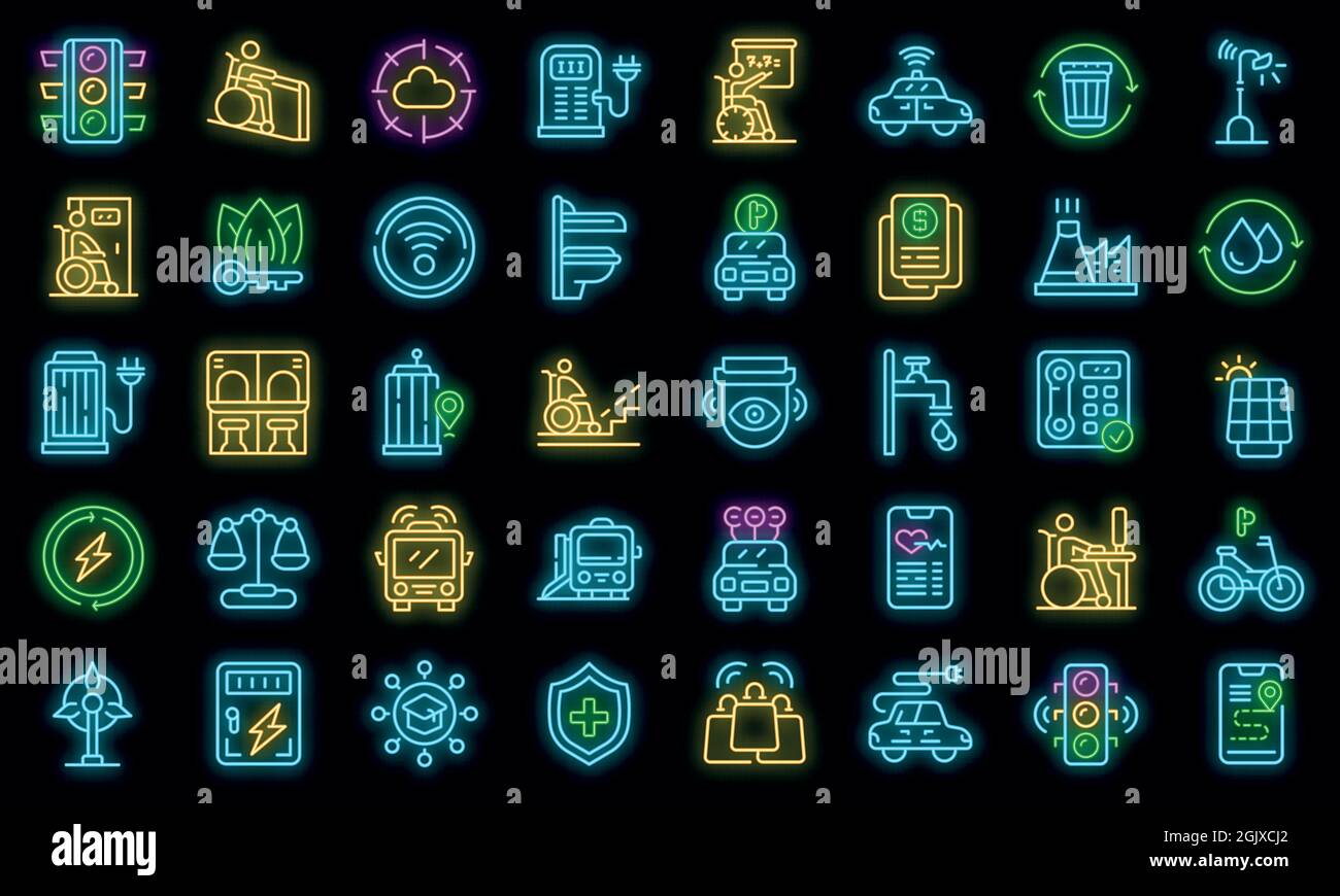 Accessible environment icons set. Outline set of Accessible environment ...