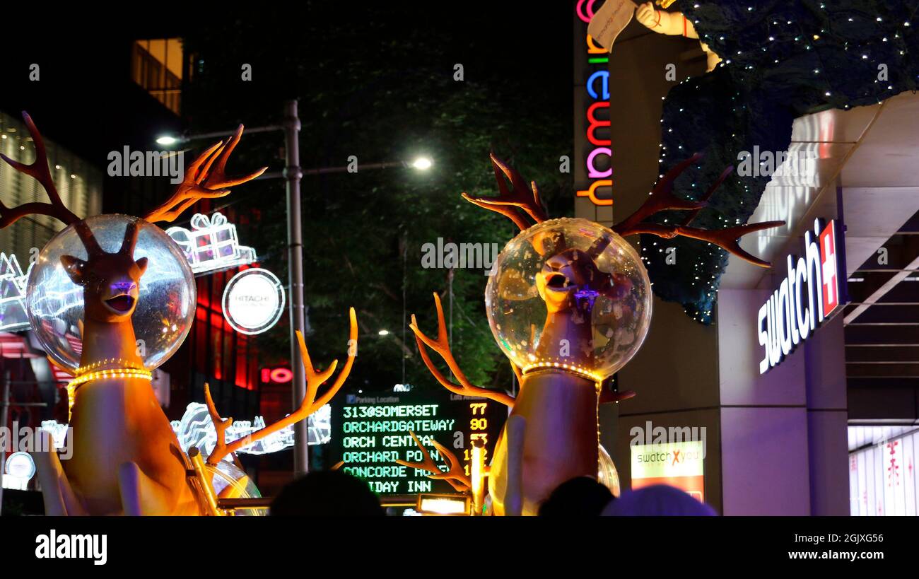 Christmas decorations in Singapore around the Orchard Road Stock Photo