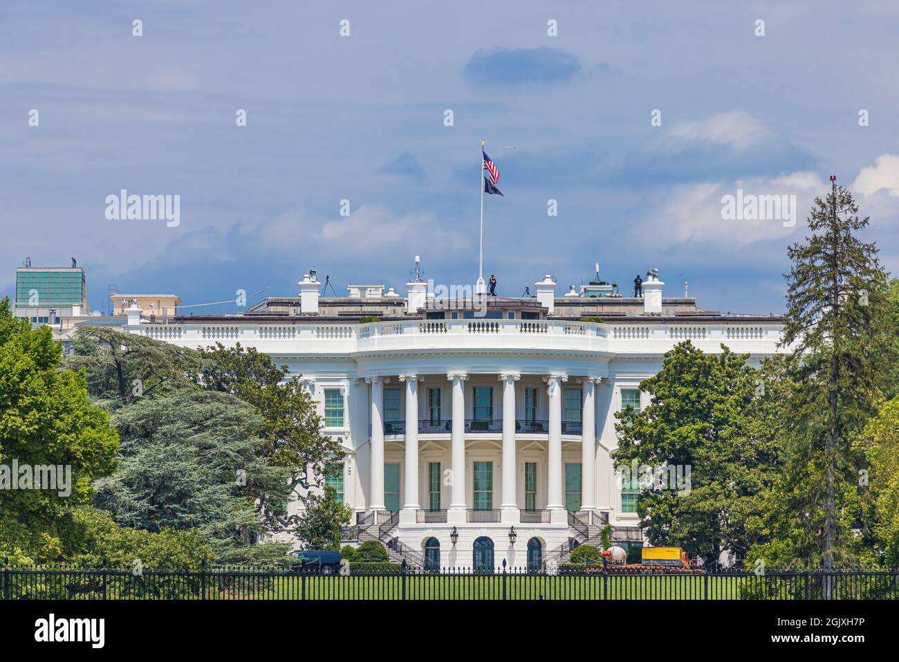 WASHINGTON DC - AUGUST, 15, 2021: The White House seen from the south side lawn, Washington DC, USA Stock Photo