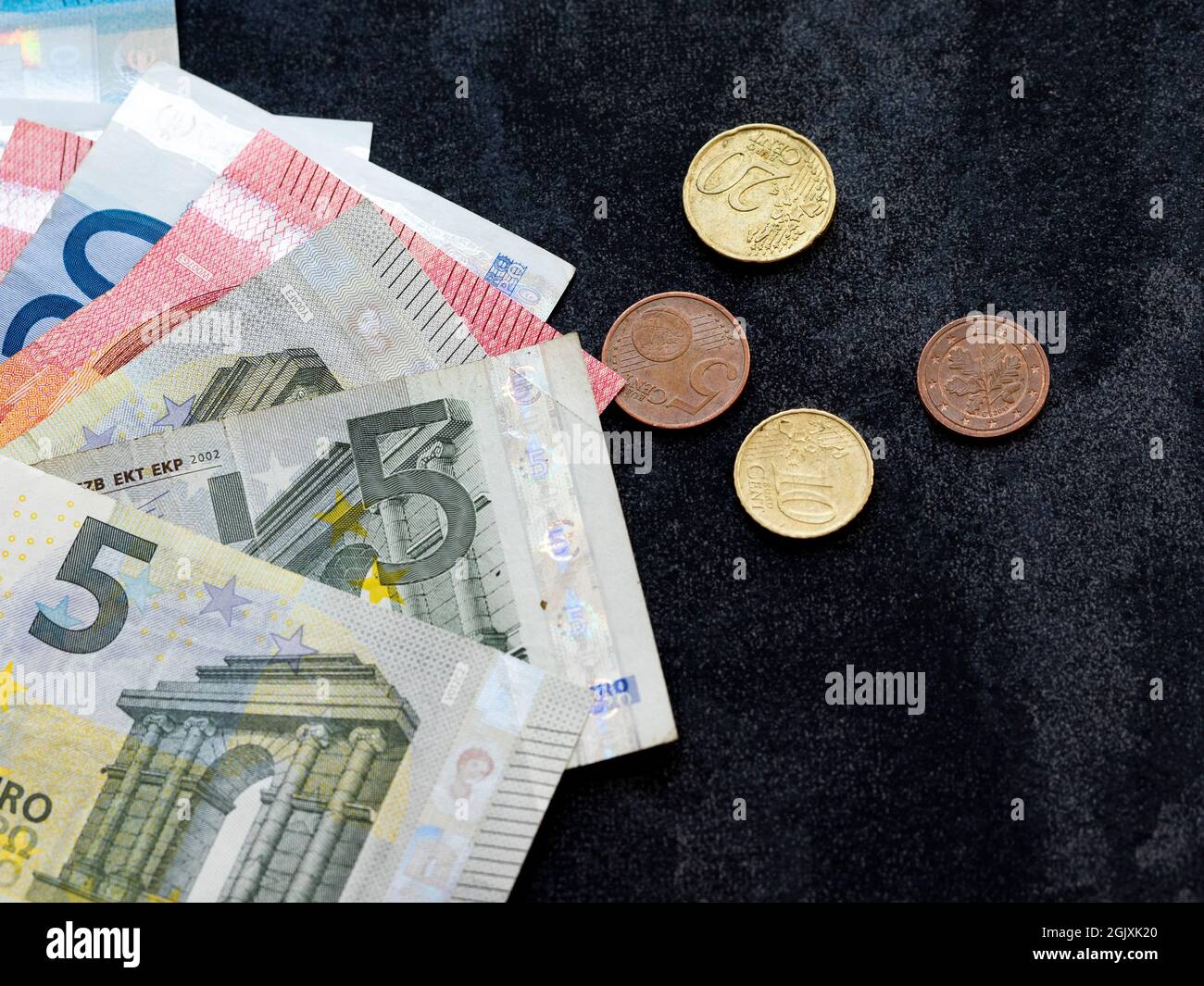 In this photo illustration a collection of various Euro banknotes and ...